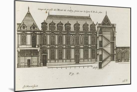 Planche 258 (2) :  coupe et élévation de la façade côté rue de l'Hôtel de Sully construit par-Jacques-François Blondel-Mounted Giclee Print