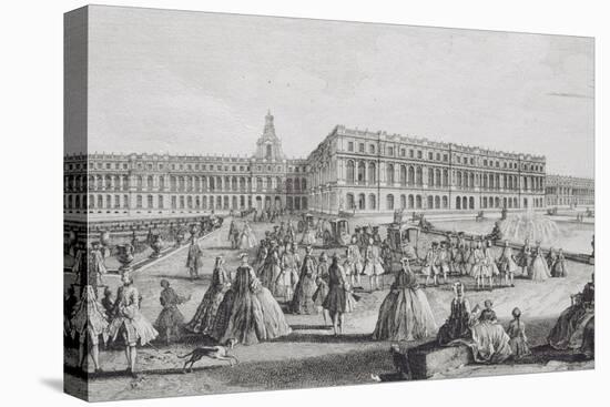 Planche 26: vue du château de Versailles prise de puis l'extrémité des Parterres d'Eau vers 1730-Jacques Rigaud-Stretched Canvas