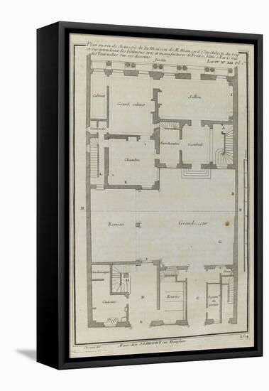 Planche 264 :  Plan au re-de-chaussée de la maison de Jules Hardouin-Mansart bâtie sur ses dessins-Jacques-François Blondel-Framed Stretched Canvas