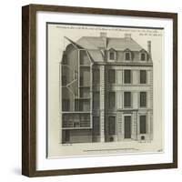 Planche 265 : coupe et élévation côté cour de la maison de Jules Hardouin-Mansart bâtie-Jacques-François Blondel-Framed Giclee Print