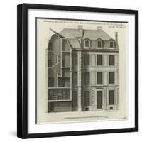 Planche 265 : coupe et élévation côté cour de la maison de Jules Hardouin-Mansart bâtie-Jacques-François Blondel-Framed Giclee Print