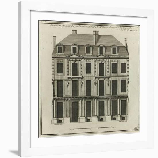 Planche 266 :  élévation côté cour de la maison de Jules Hardouin-Mansart bâtie-Jacques-François Blondel-Framed Giclee Print
