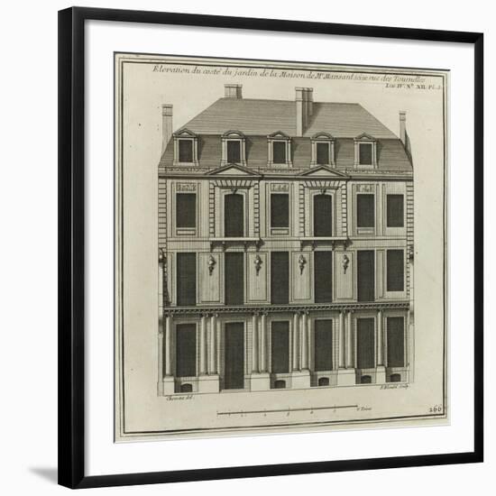 Planche 266 :  élévation côté cour de la maison de Jules Hardouin-Mansart bâtie-Jacques-François Blondel-Framed Giclee Print