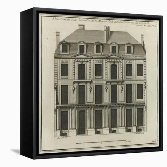 Planche 266 :  élévation côté cour de la maison de Jules Hardouin-Mansart bâtie-Jacques-François Blondel-Framed Stretched Canvas