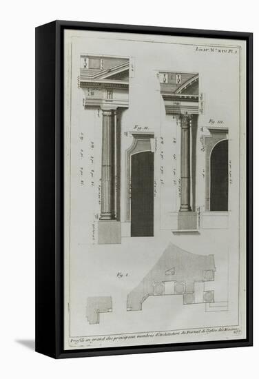 Planche 277: profils des principaux membres d'architecture  du portail , couvent des Minimes-Jacques-François Blondel-Framed Stretched Canvas