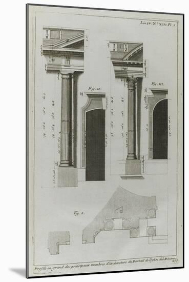 Planche 277: profils des principaux membres d'architecture  du portail , couvent des Minimes-Jacques-François Blondel-Mounted Giclee Print
