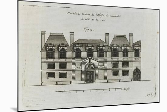 Planche 278 (2) : élévation de la façade côté rue  de l'hôtel Carnavalet-Jacques-François Blondel-Mounted Giclee Print