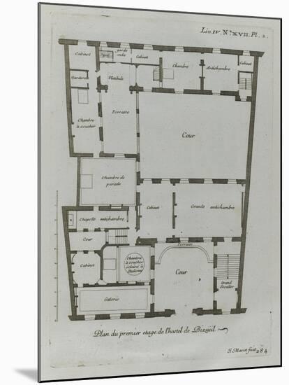 Planche 284 : Plan du premier étage de l'hôtel Amelot de Bisseuil-Jacques-François Blondel-Mounted Giclee Print