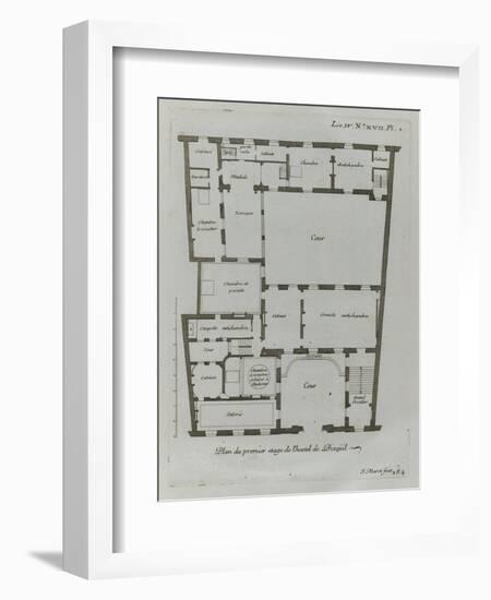 Planche 284 : Plan du premier étage de l'hôtel Amelot de Bisseuil-Jacques-François Blondel-Framed Giclee Print