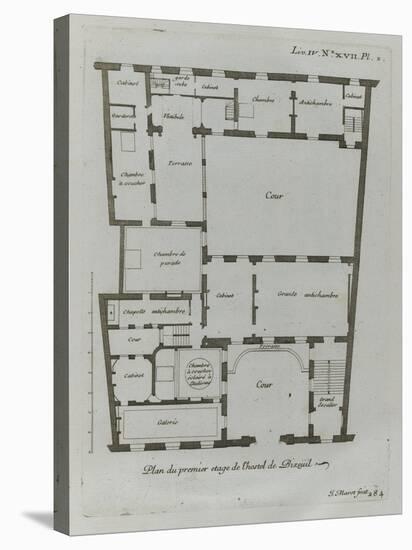 Planche 284 : Plan du premier étage de l'hôtel Amelot de Bisseuil-Jacques-François Blondel-Stretched Canvas
