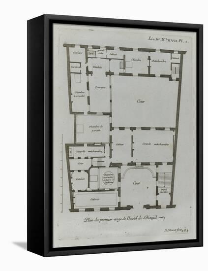 Planche 284 : Plan du premier étage de l'hôtel Amelot de Bisseuil-Jacques-François Blondel-Framed Stretched Canvas