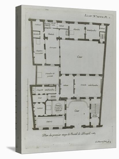 Planche 284 : Plan du premier étage de l'hôtel Amelot de Bisseuil-Jacques-François Blondel-Stretched Canvas