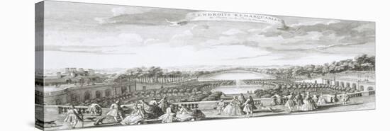 Planche 29: Vue de l'Orangerie de Versailles vers 1730 (endroits remarquables du jardin et du parc-Jacques Rigaud-Stretched Canvas