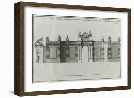 Planche 293 : élévation de l'entrée principale et du portail de l'hôtel de Soubise  à Paris-Jacques-François Blondel-Framed Giclee Print