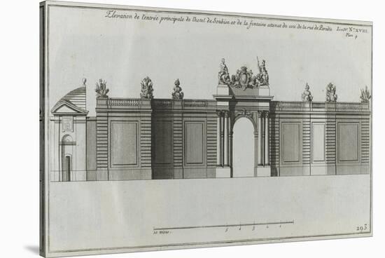 Planche 293 : élévation de l'entrée principale et du portail de l'hôtel de Soubise  à Paris-Jacques-François Blondel-Stretched Canvas