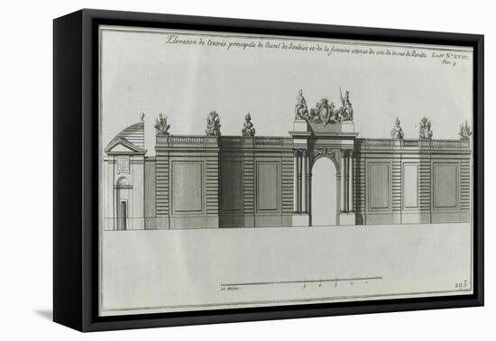 Planche 293 : élévation de l'entrée principale et du portail de l'hôtel de Soubise  à Paris-Jacques-François Blondel-Framed Stretched Canvas