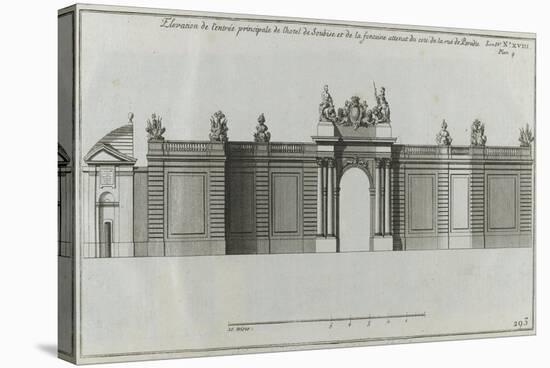 Planche 293 : élévation de l'entrée principale et du portail de l'hôtel de Soubise  à Paris-Jacques-François Blondel-Stretched Canvas