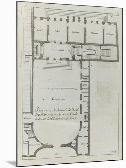 Planche 296 : plan  du rez-de-chaussée de l'hôtel de Rohan , rue Vieille du Temple à Paris-Jacques-François Blondel-Mounted Giclee Print