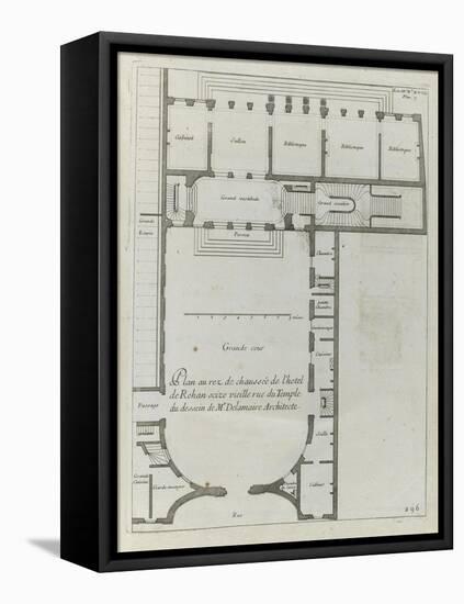 Planche 296 : plan  du rez-de-chaussée de l'hôtel de Rohan , rue Vieille du Temple à Paris-Jacques-François Blondel-Framed Stretched Canvas