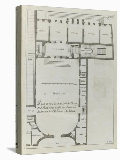 Planche 296 : plan  du rez-de-chaussée de l'hôtel de Rohan , rue Vieille du Temple à Paris-Jacques-François Blondel-Stretched Canvas