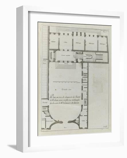 Planche 296 : plan  du rez-de-chaussée de l'hôtel de Rohan , rue Vieille du Temple à Paris-Jacques-François Blondel-Framed Giclee Print