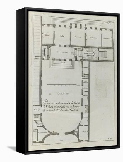 Planche 296 : plan  du rez-de-chaussée de l'hôtel de Rohan , rue Vieille du Temple à Paris-Jacques-François Blondel-Framed Stretched Canvas