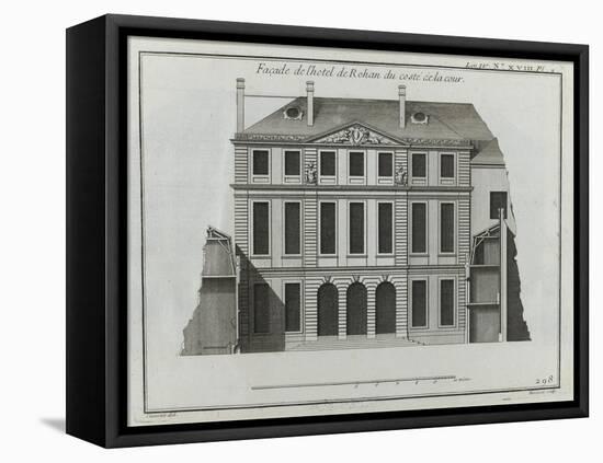 Planche 298 : élévation de façade sur cour de l'hôtel de Rohan , rue Vieildu Tempà Paris-Jacques-François Blondel-Framed Stretched Canvas