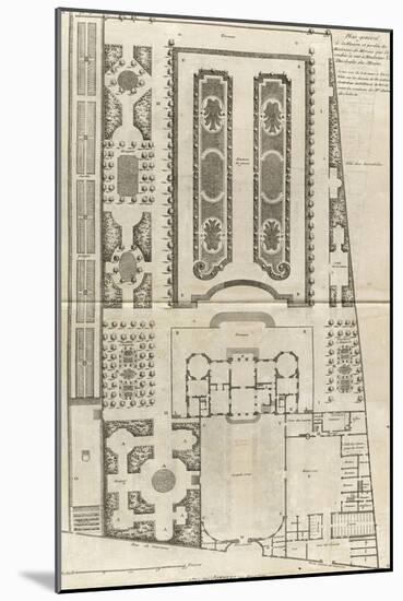 Planche 9 : Plan général des bâtiments et  des jardins de l'hôtel de la duchesse du Maine-Jacques-François Blondel-Mounted Giclee Print