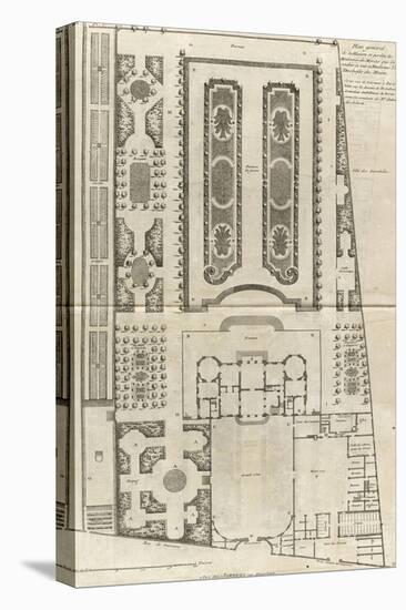Planche 9 : Plan général des bâtiments et  des jardins de l'hôtel de la duchesse du Maine-Jacques-François Blondel-Stretched Canvas