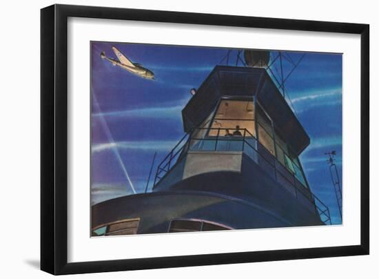 Plane and Control Tower-null-Framed Art Print