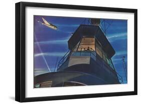 Plane and Control Tower-null-Framed Art Print