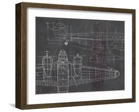 Plane Blueprint II v2-Marco Fabiano-Framed Art Print