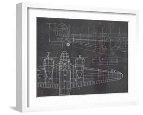 Plane Blueprint II v2-Marco Fabiano-Framed Art Print