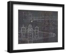 Plane Blueprint II v2-Marco Fabiano-Framed Art Print