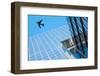 Plane Flying over Modern Buildings of New York City-magann-Framed Photographic Print