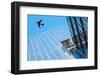 Plane Flying over Modern Buildings of New York City-magann-Framed Photographic Print