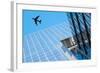 Plane Flying over Modern Buildings of New York City-magann-Framed Photographic Print