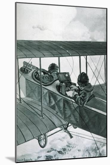 Plane with Telegraph-Vincent Lynch-Mounted Art Print