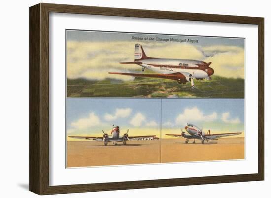 Planes at Chicago Municipal Airport, Chicago, Illinois-null-Framed Art Print