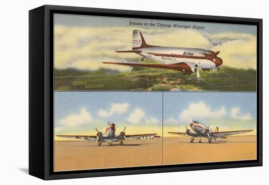 Planes at Chicago Municipal Airport, Chicago, Illinois-null-Framed Stretched Canvas