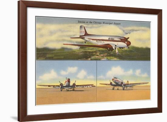 Planes at Chicago Municipal Airport, Chicago, Illinois-null-Framed Art Print