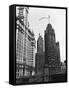 Planes Fly over Buildings in Chicago-null-Framed Stretched Canvas