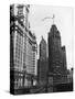 Planes Fly over Buildings in Chicago-null-Stretched Canvas