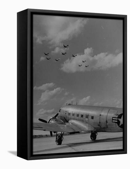 Planes Flying in Formation over B-29-Walter Sanders-Framed Stretched Canvas