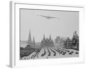 Planes Flying over May Day Parade-null-Framed Photographic Print