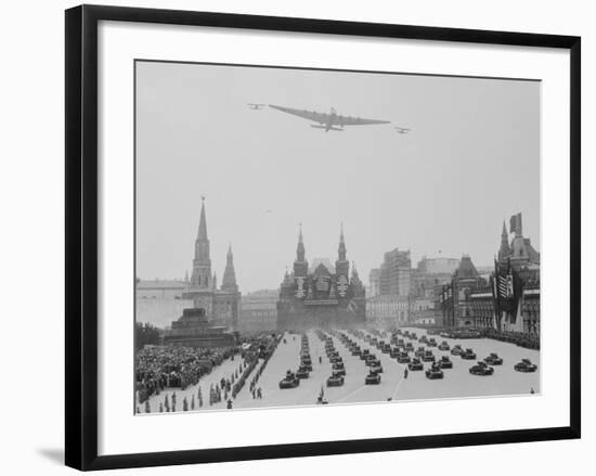 Planes Flying over May Day Parade-null-Framed Photographic Print