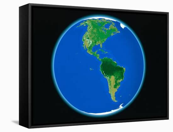 PLANET EARTH AMERICA NORTH AMERICA SOUTH AMERICA COMPUTER GRAPHIC-A. Huber-Framed Stretched Canvas