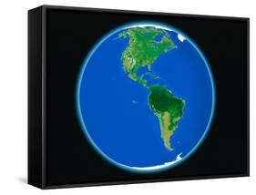 PLANET EARTH AMERICA NORTH AMERICA SOUTH AMERICA COMPUTER GRAPHIC-A. Huber-Framed Stretched Canvas