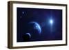 Planet Earth and its Moon in Outer Space-null-Framed Art Print