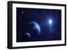 Planet Earth and its Moon in Outer Space-null-Framed Art Print